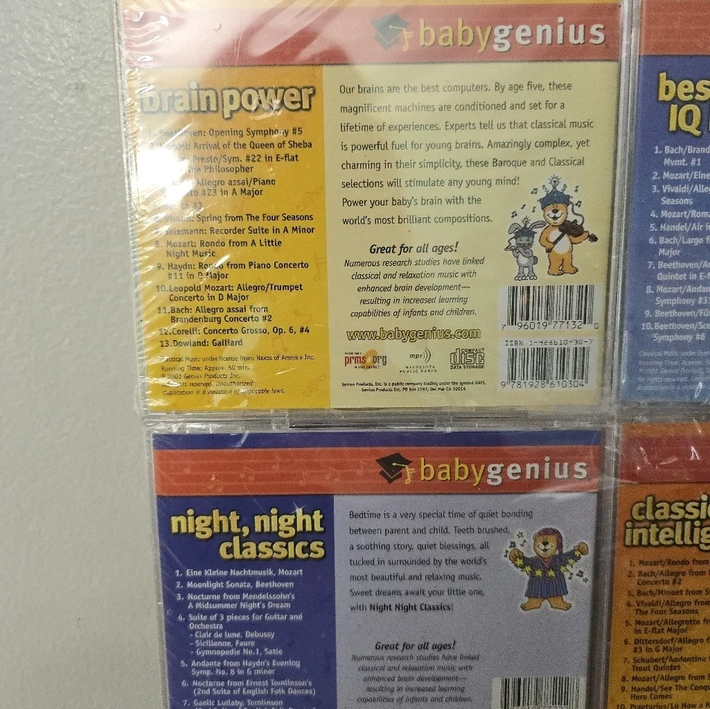 2001 Baby genius set of 4 learning cd’s classical Series